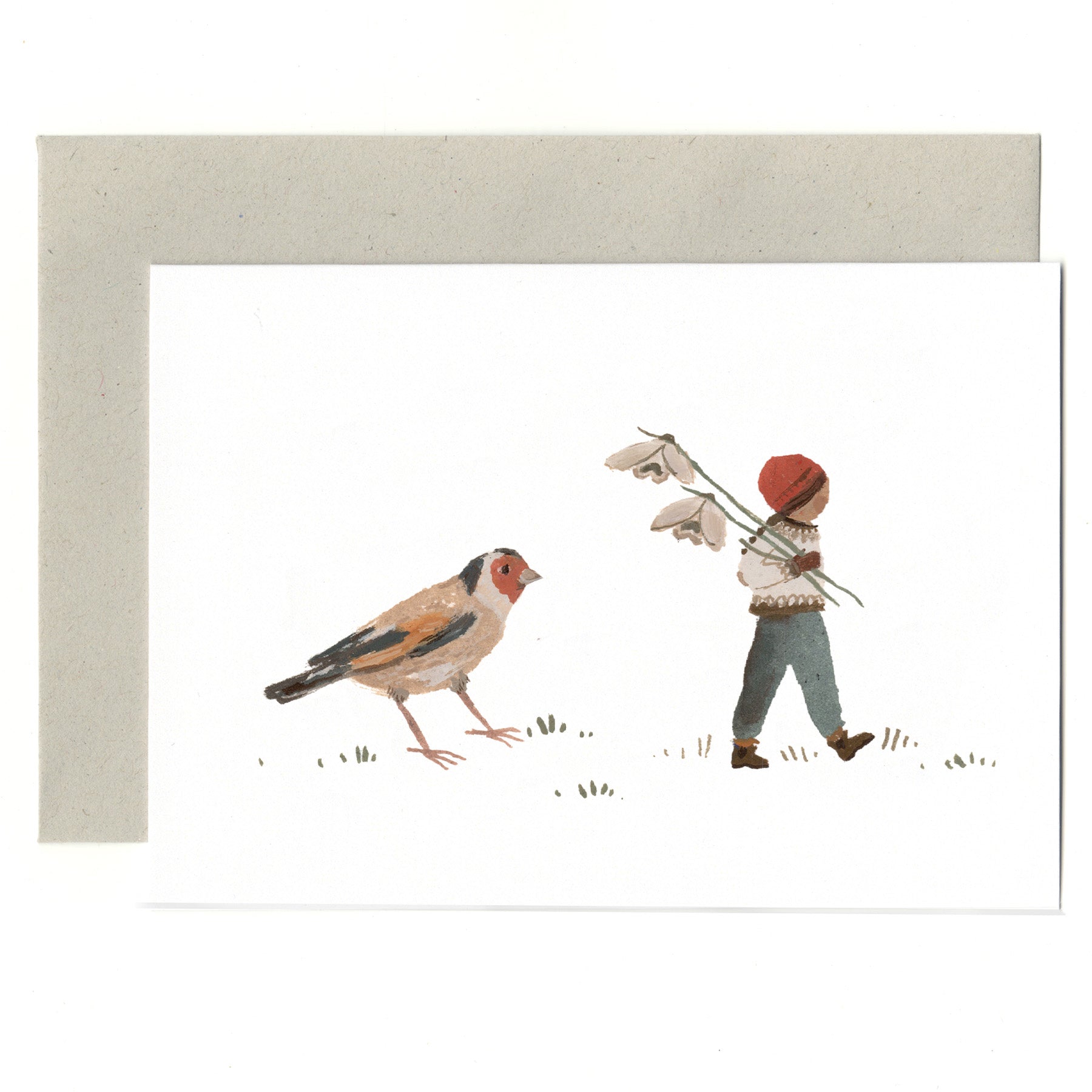 Goldfinch and Snowdrop Card