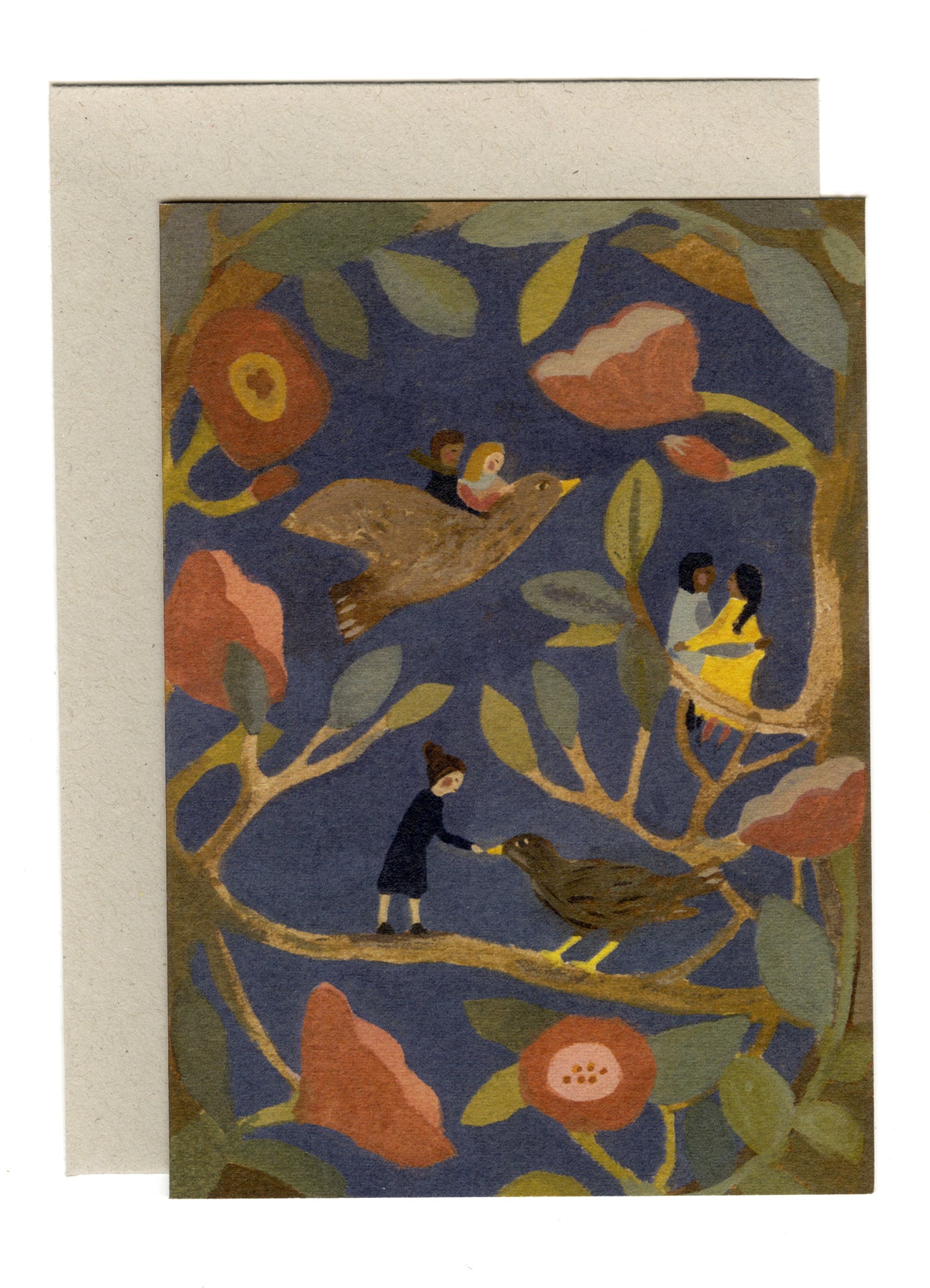 Nightingales and Roses card
