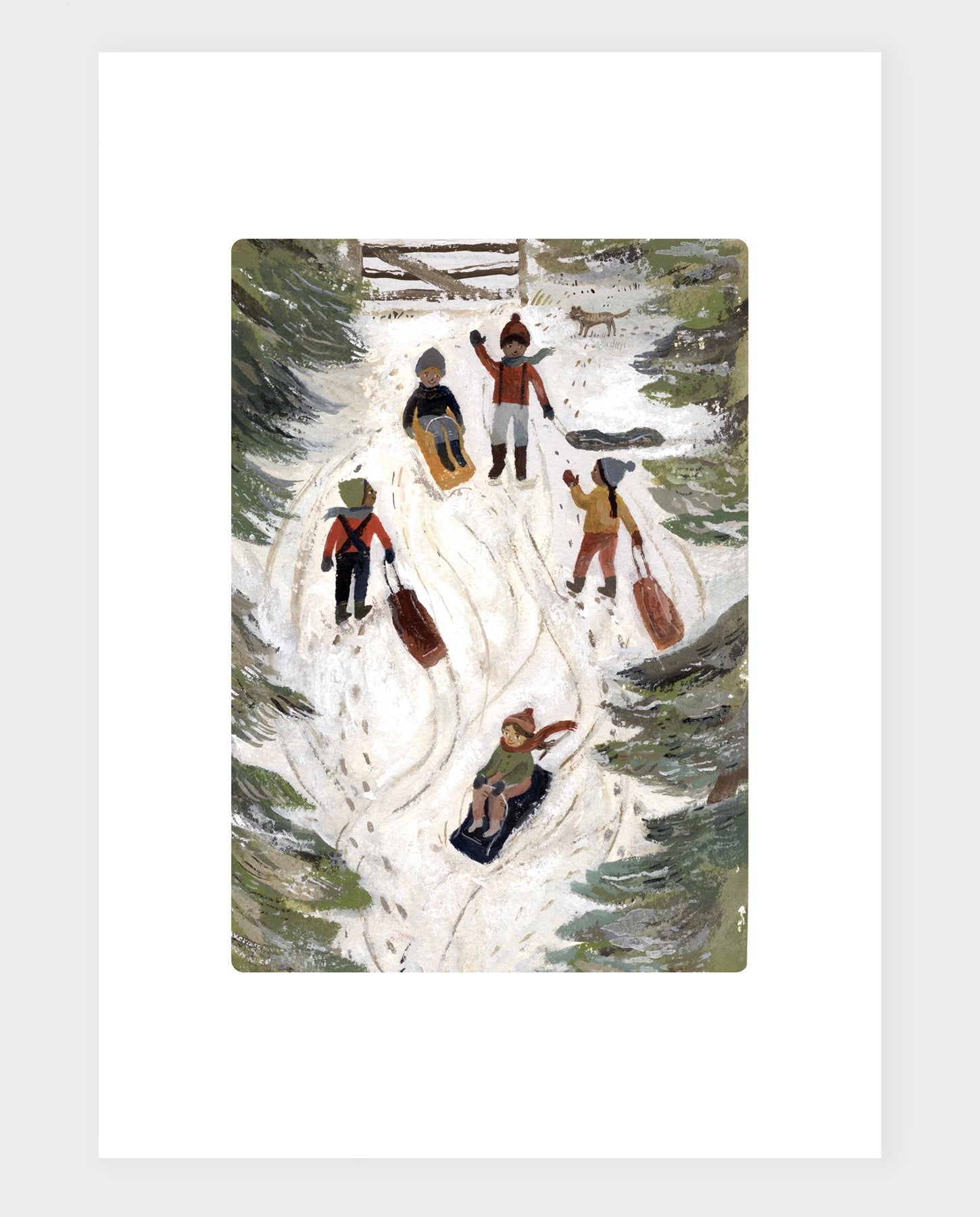 Sledging on the Lane a4 print