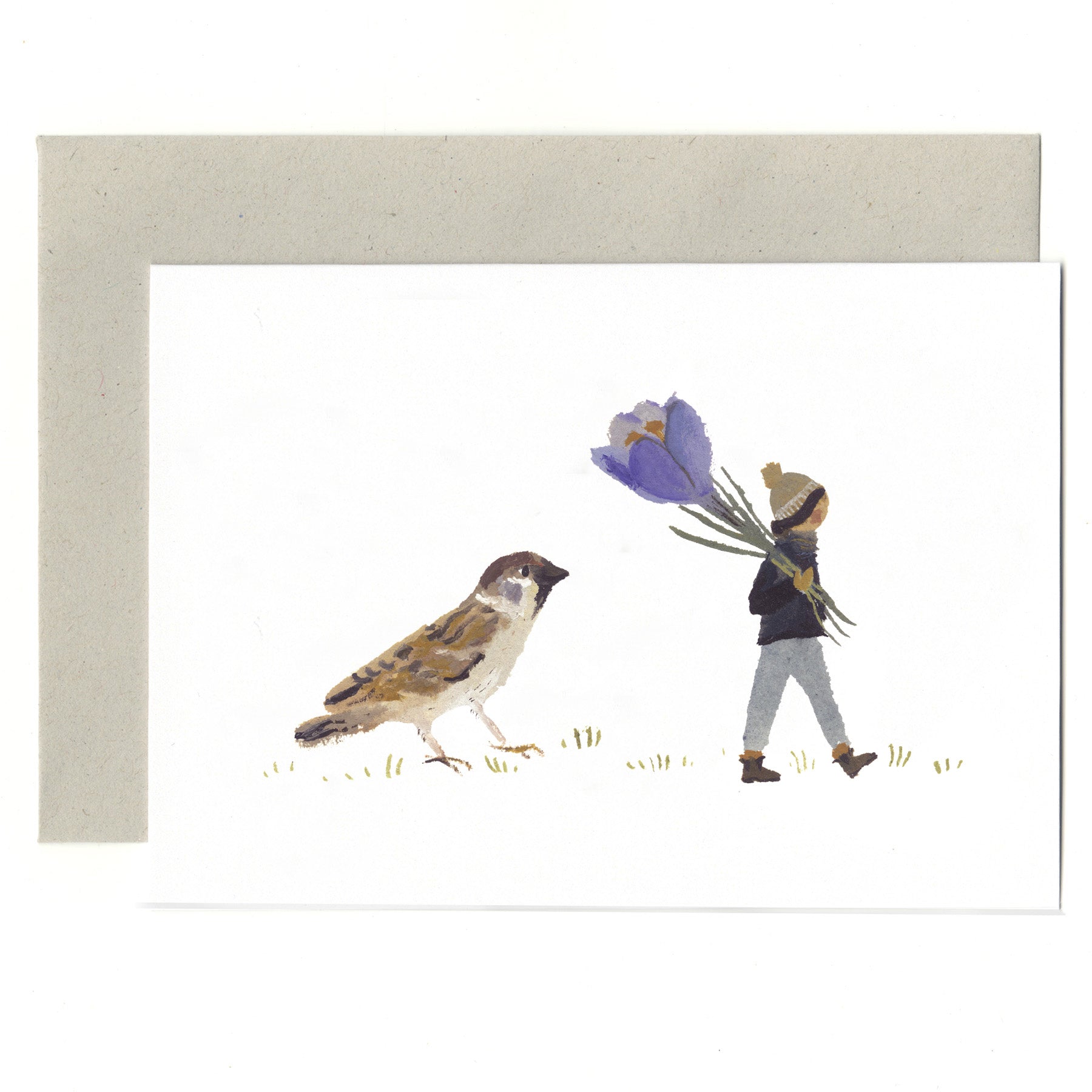 Sparrow and Crocus Card