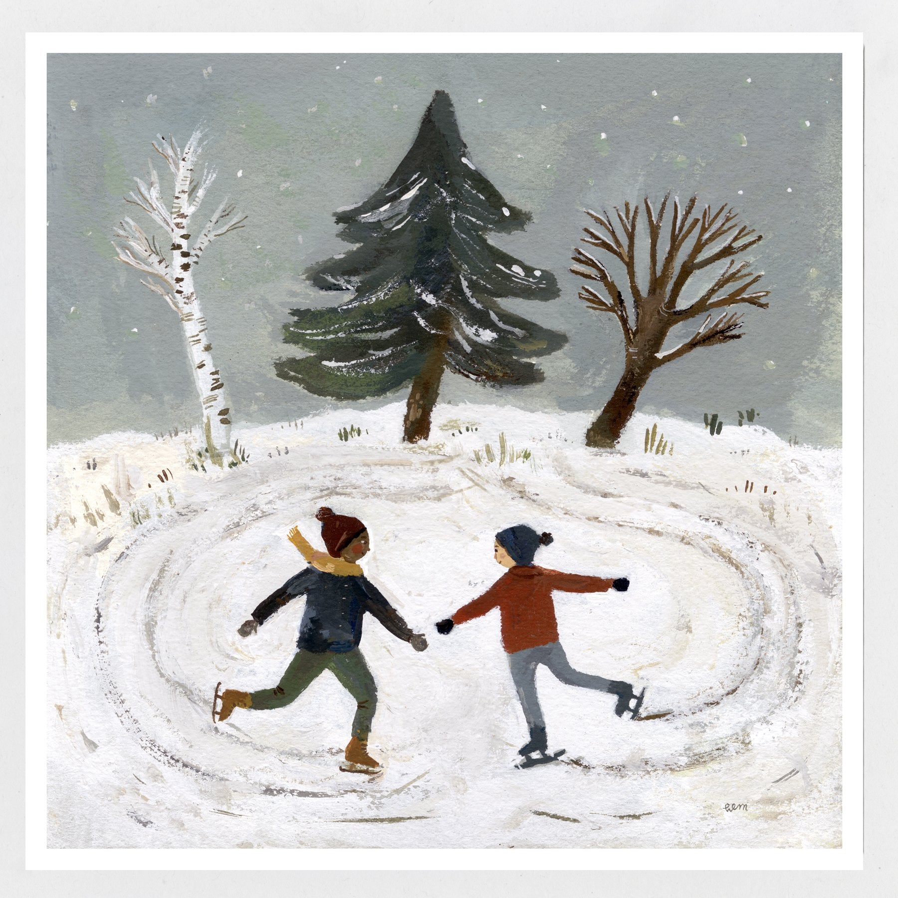 Two Skaters 20x20 print